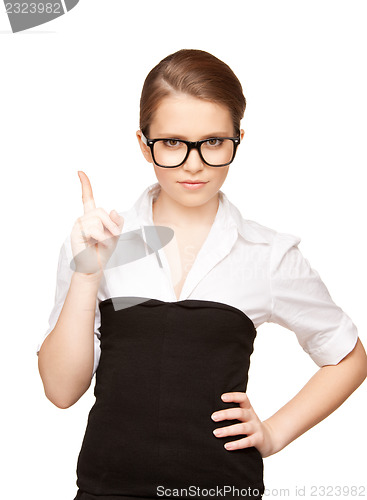 Image of woman with her finger up