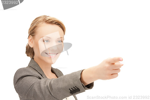 Image of businesswoman pointing her finger