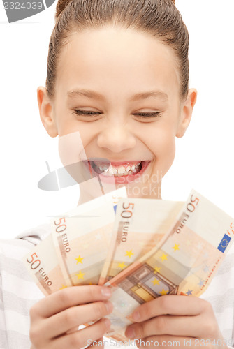 Image of teenage girl with euro cash money