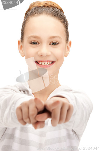 Image of teenage girl pointing her finger