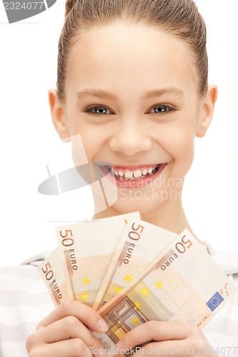 Image of teenage girl with euro cash money