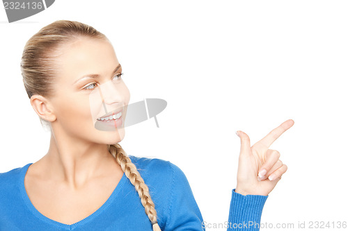 Image of businesswoman pointing her finger