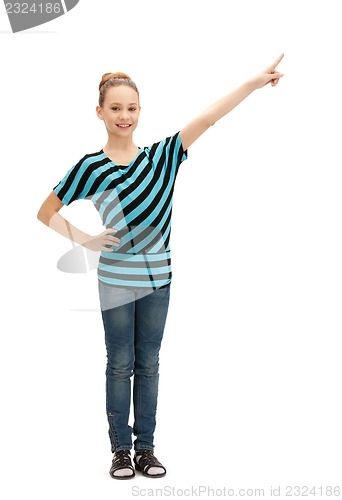 Image of teenage girl pointing her finger