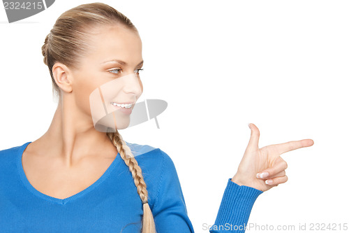 Image of businesswoman pointing her finger