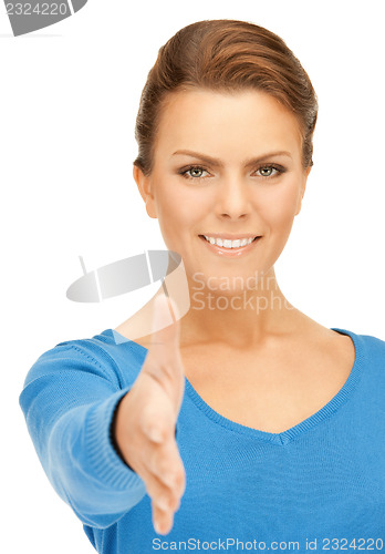 Image of woman with an open hand ready for handshake