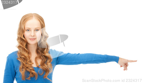 Image of businesswoman pointing her finger