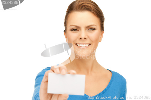 Image of woman with business card