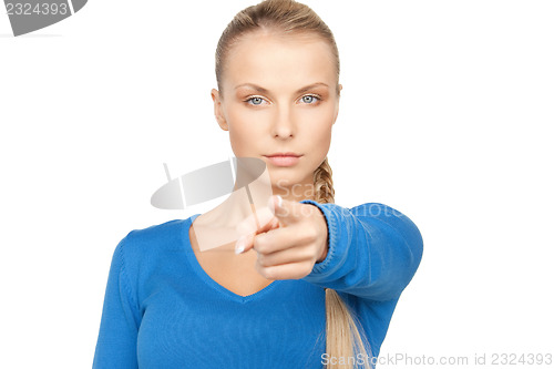 Image of businesswoman pointing her finger