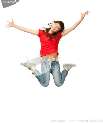 Image of jumping teenage girl