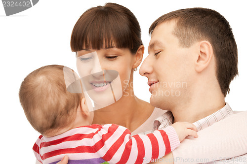 Image of happy mother and father with adorable baby