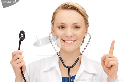 Image of attractive female doctor with stethoscope