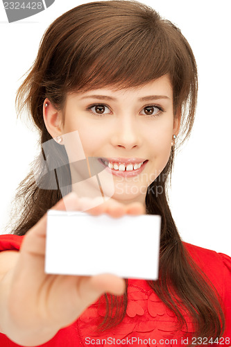 Image of teenage girl with business card