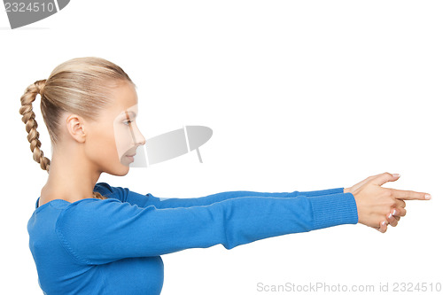 Image of businesswoman pointing her finger