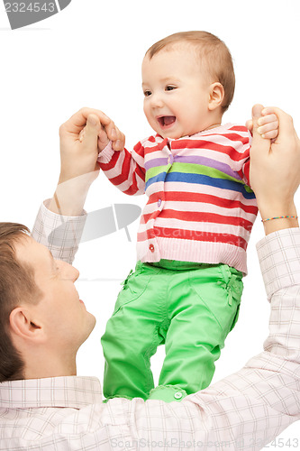 Image of happy father with adorable baby