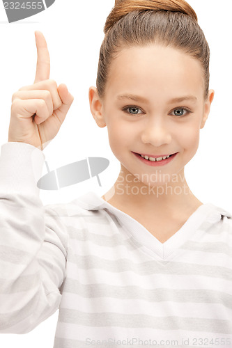 Image of teenage girl with her finger up