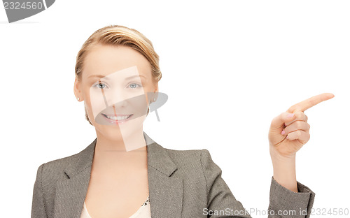 Image of businesswoman pointing her finger