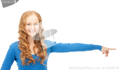 Image of businesswoman pointing her finger