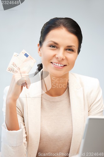 Image of lovely woman with euro cash money