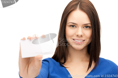 Image of woman with business card