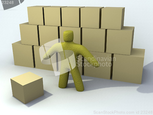 Image of 3d person with storage boxes.