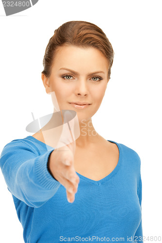 Image of woman with an open hand ready for handshake