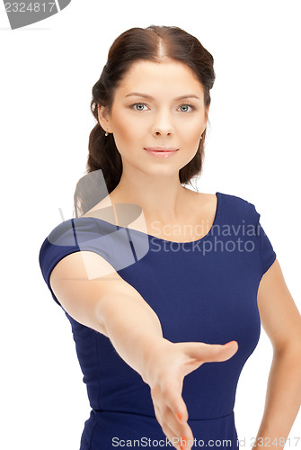 Image of woman with an open hand ready for handshake