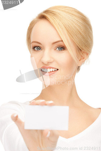 Image of woman with business card