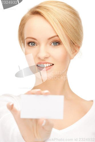 Image of woman with business card