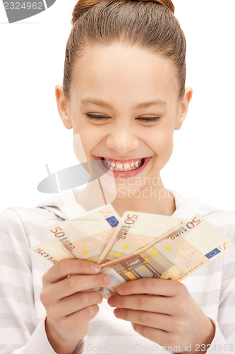 Image of teenage girl with euro cash money