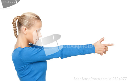 Image of businesswoman pointing her finger