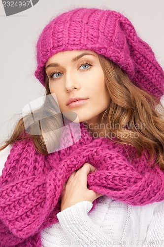 Image of beautiful woman in winter hat