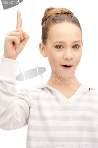 Image of teenage girl with her finger up