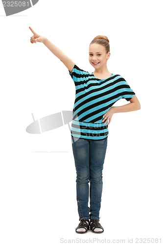 Image of teenage girl pointing her finger