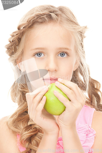 Image of little girl with green apple