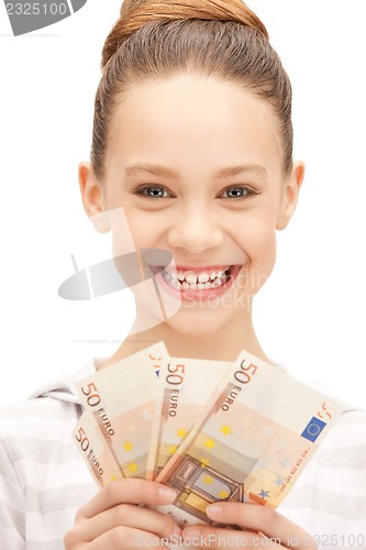 Image of teenage girl with euro cash money