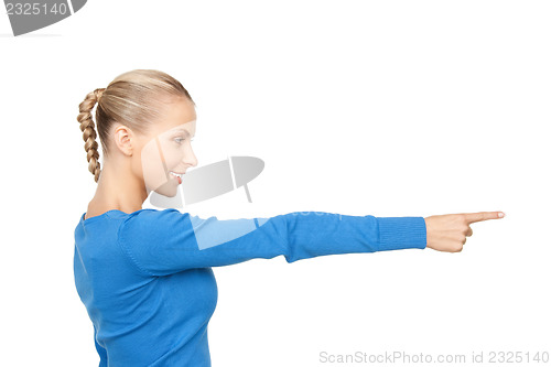 Image of businesswoman pointing her finger