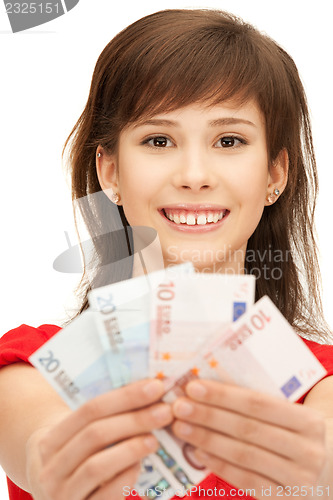 Image of teenage girl with euro cash money