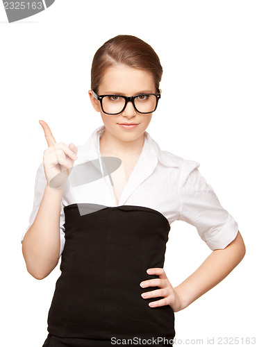 Image of woman with her finger up