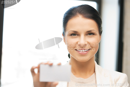 Image of woman with business card