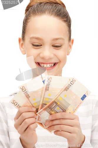 Image of teenage girl with euro cash money