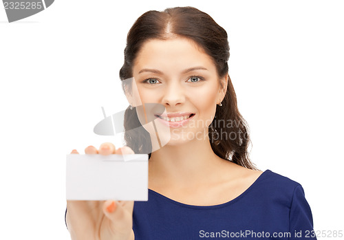 Image of woman with business card