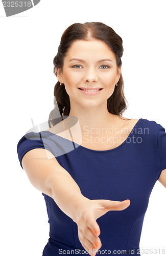 Image of woman with an open hand ready for handshake