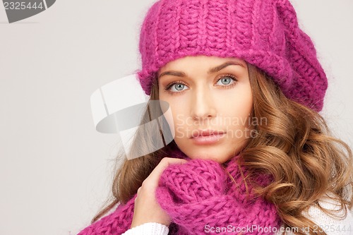 Image of beautiful woman in winter hat