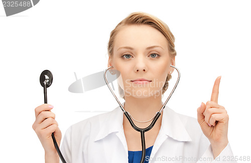 Image of attractive female doctor with stethoscope