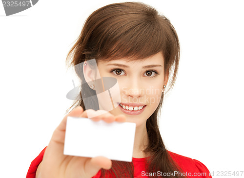 Image of teenage girl with business card