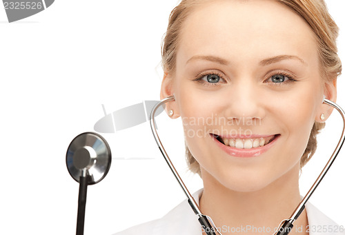 Image of attractive female doctor with stethoscope