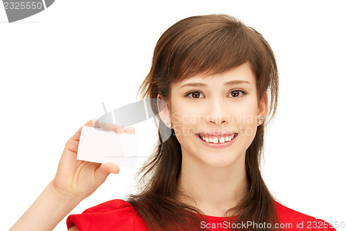 Image of teenage girl with business card