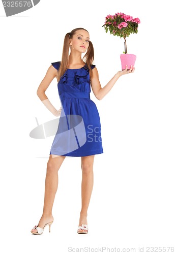 Image of lovely housewife with flower