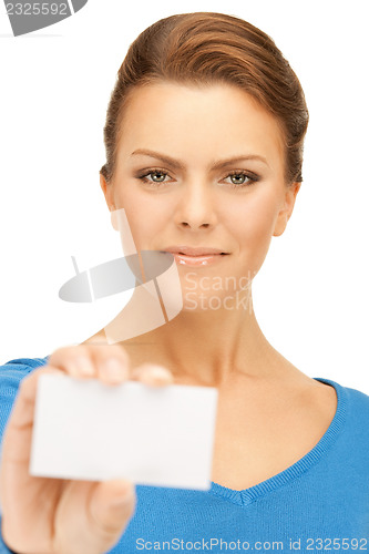 Image of woman with business card