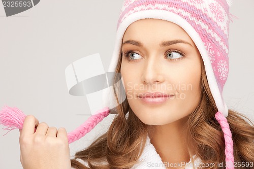 Image of beautiful woman in winter hat